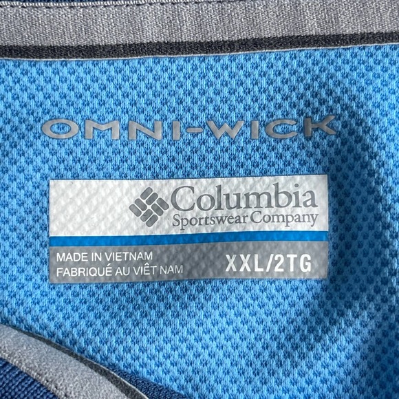 Columbia Polo Shirt Mens 2X XXL Blue Omni-wick Short Sleeve Pullover Golf - Picture 3 of 10